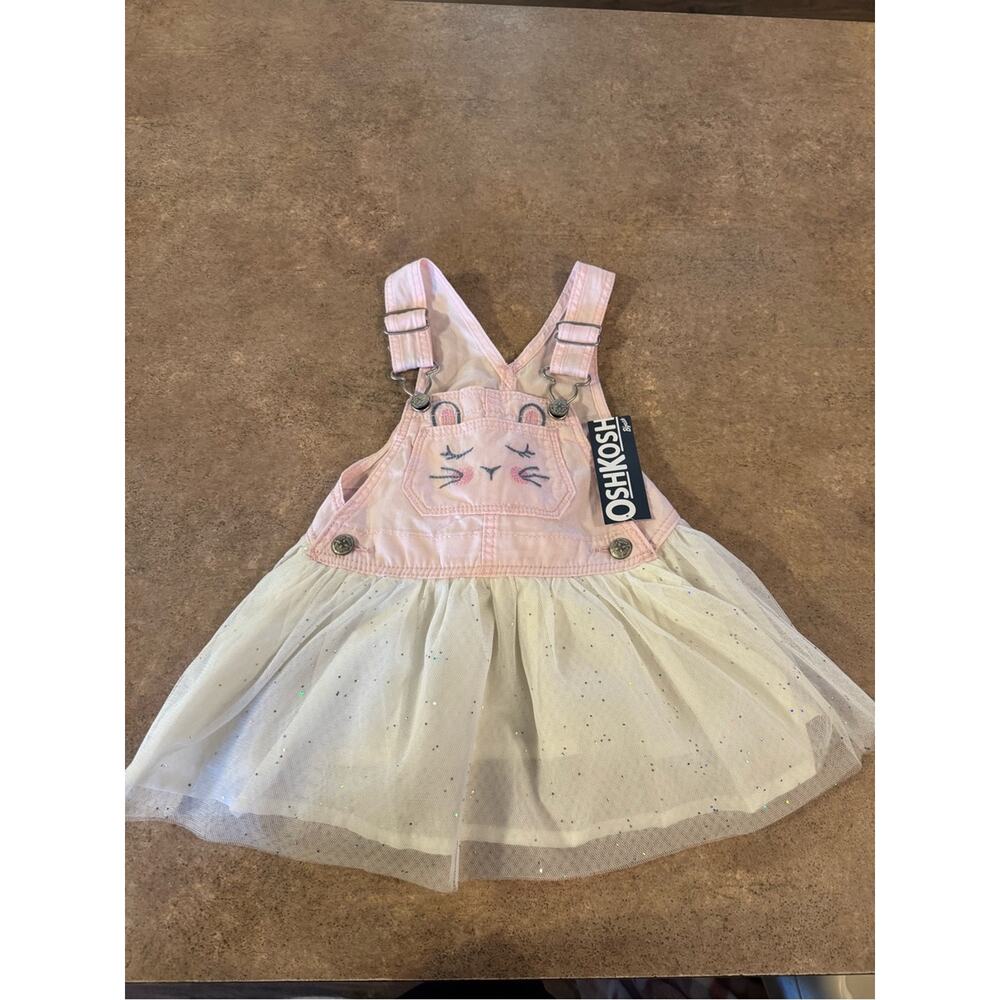 OshKosh B'gosh Pink Bunny Tulle Overall Skirt Size 12M - Picture 2 of 7